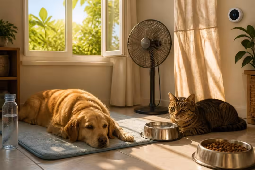 découvrez les 4 contrôles essentiels à réaliser pour assurer la sécurité et le confort de votre chien et chat laissés seuls pendant la canicule, avant de vous absenter toute la journée.